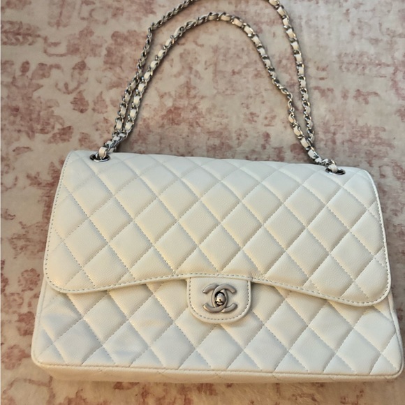 White Quilted Shoulder Bag - Picture 1 of 5